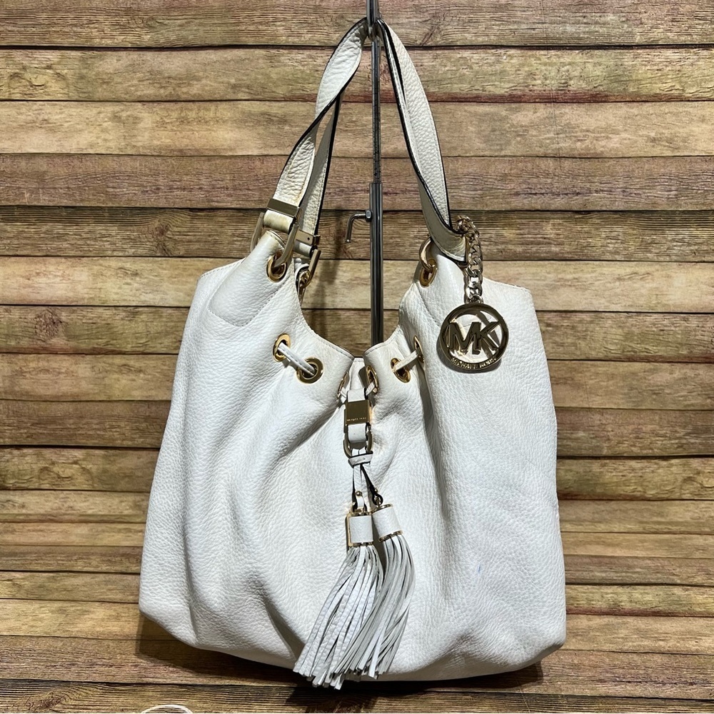 Michael Kors White Leather Shoulder Bag